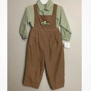 8-20 NWT Petit Ami  Boys Brown Soft Corduroy Longall pickup truck Sz 24 Months